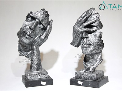 Tượng đầu người nghệ thuật Không thấy - Không nghe - Không nói [Lẻ từng cái - 2 màu] TUONGNGUOI-01